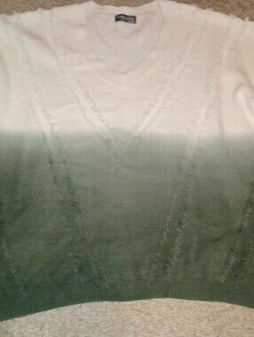Sweet Lovely By JEN Green and Cream Ombre Boho Sweater